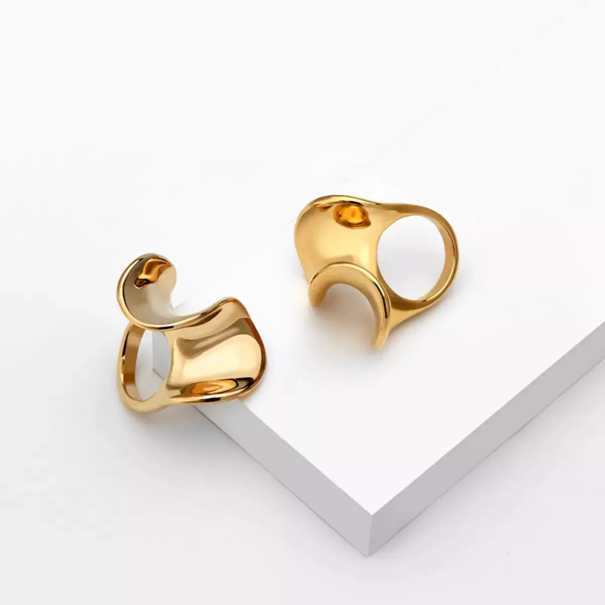 18K Gold-Plated Copper Geometric Sculptural Ring Simply Love