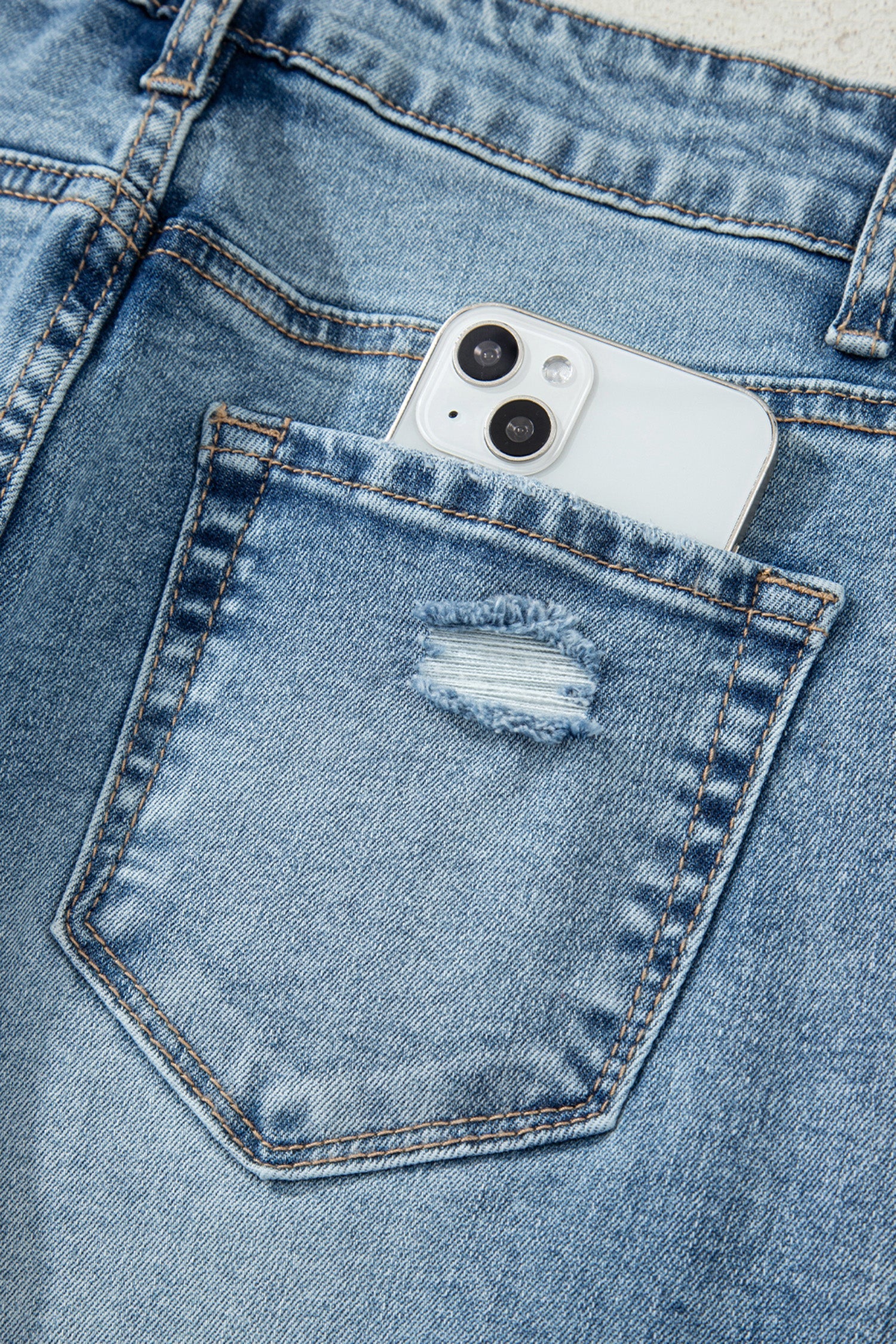 Myosotis Raw Hem Ripped Open Knee Fit Flare Jeans Denim Dear-Lover Dropshipping