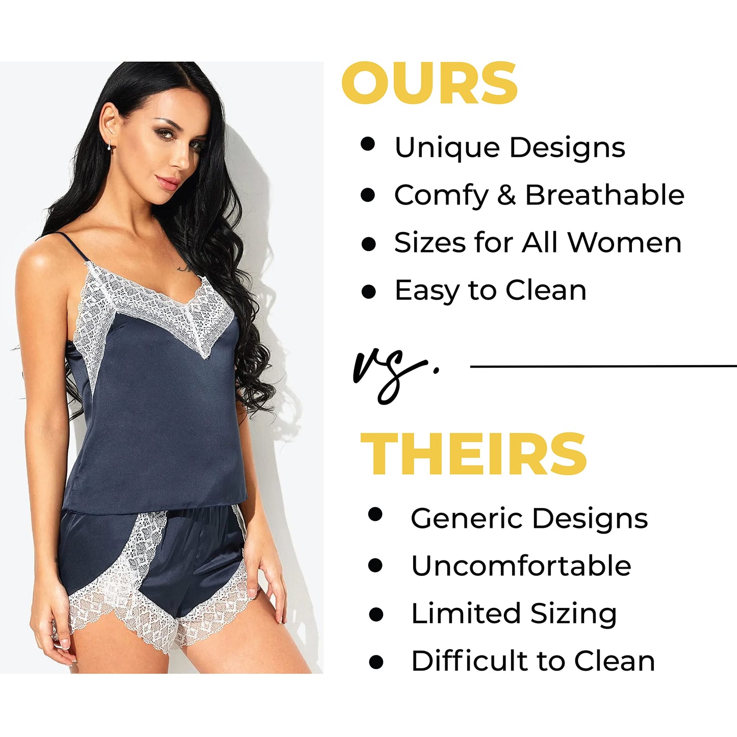 Love Salve Babydoll Cami Lingerie Sleeveless Nightwear for Women - PJ Pajama Camisole Silk Sleepwear