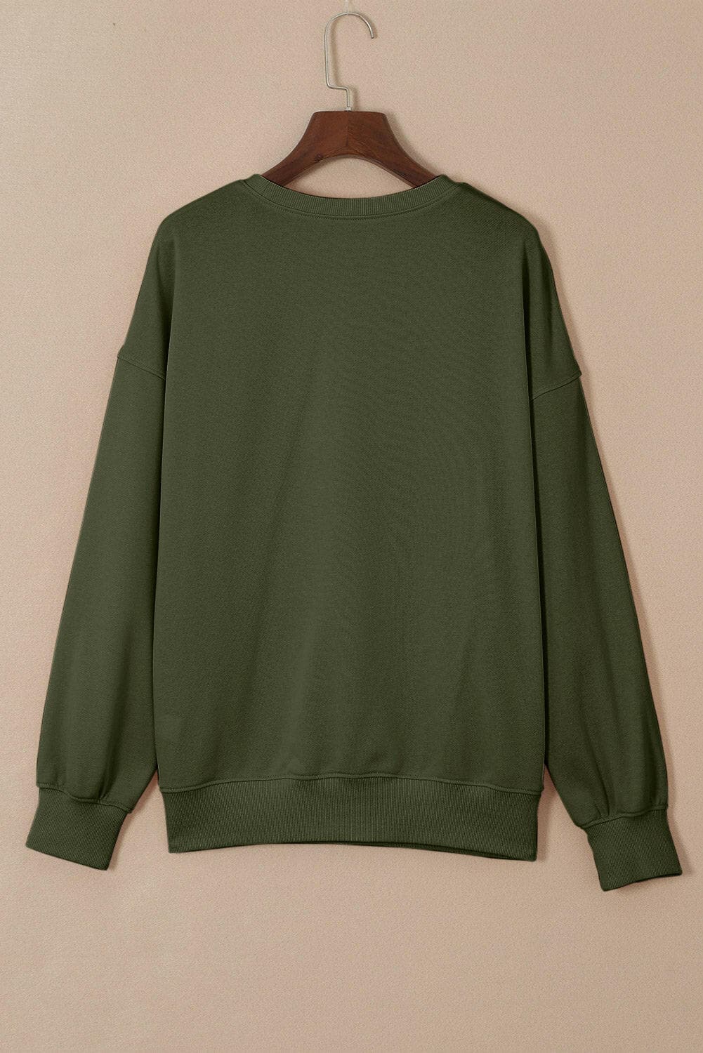 Pocketed Round Neck Dropped Shoulder Sweatshirt.