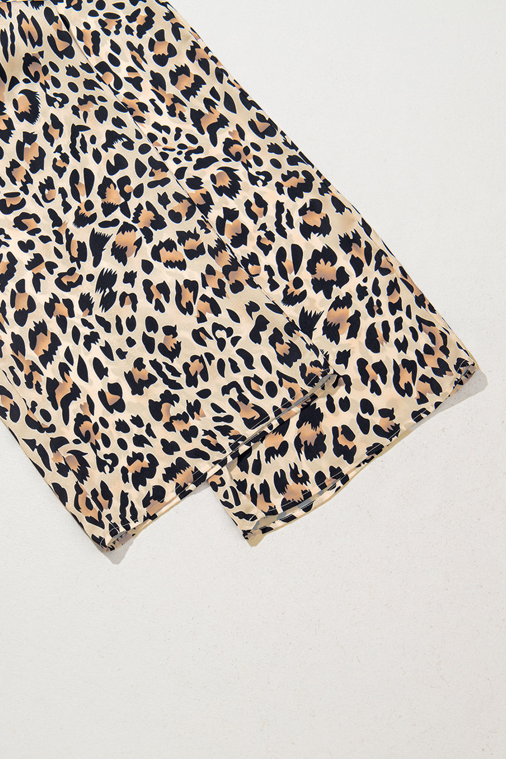 Parchment Leopard Drawstring Flowy Wide Leg Pants for Women