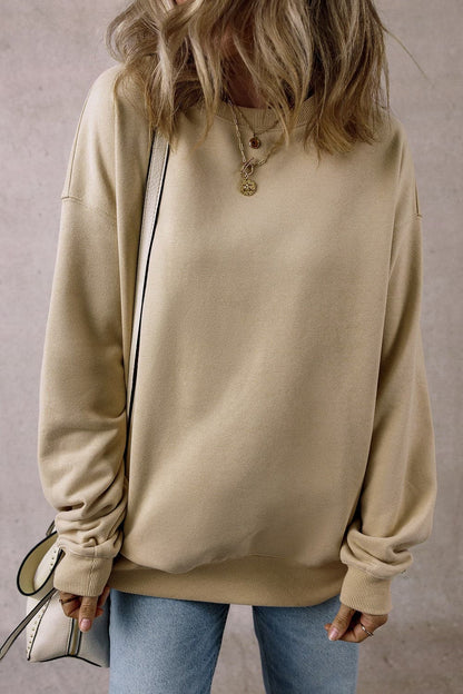 Round Neck Long Sleeve Sweatshirt.