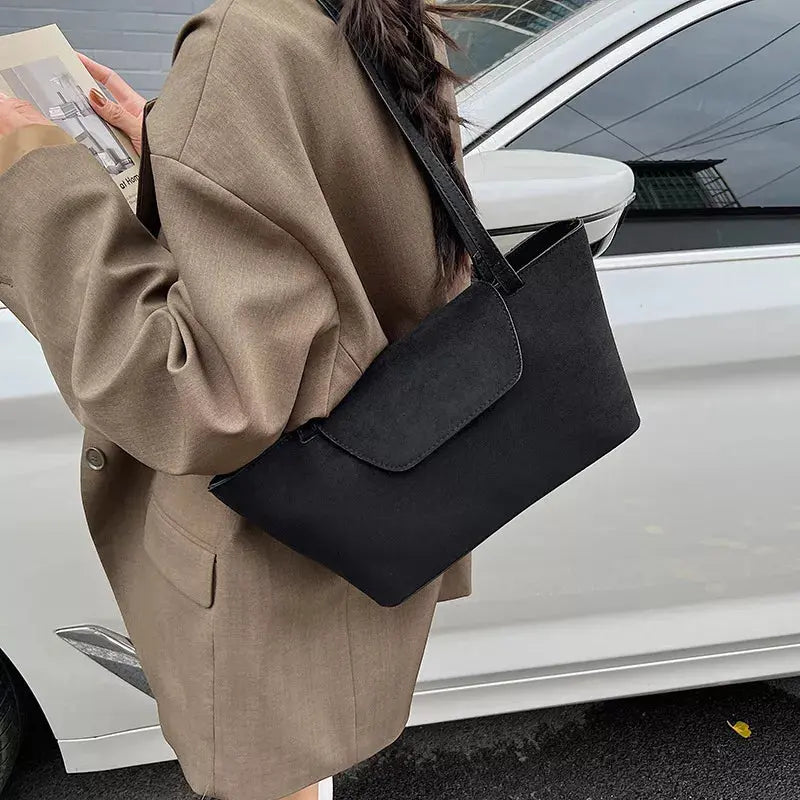 Minimalist Flap Decor Suede Bag Simply Love