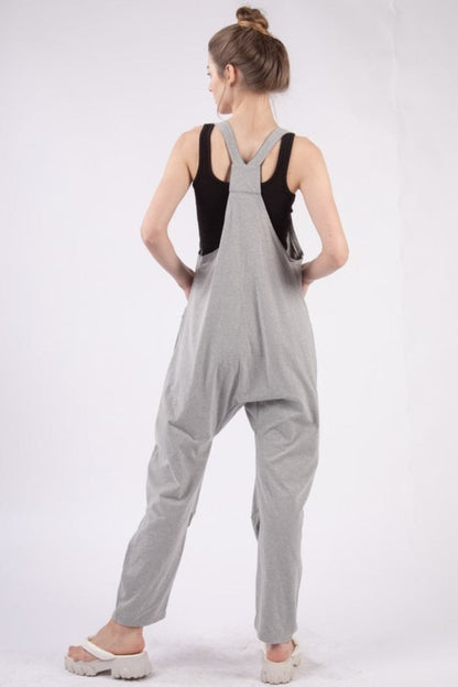 VERY J  Plunge Sleeveless Jumpsuit with Pockets.