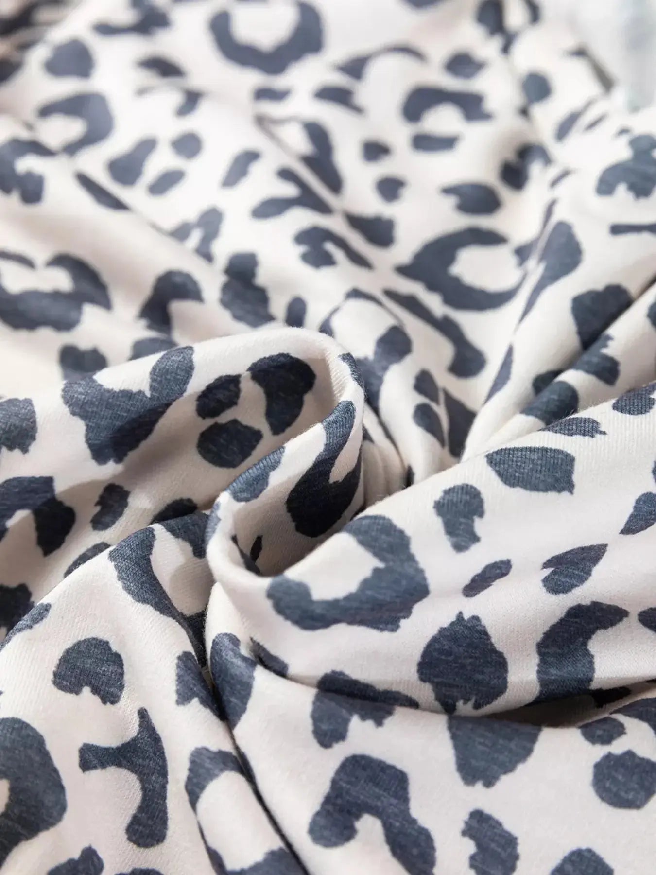 V Neck Leopard Long Sleeve Top Striped Webbing Patchwork Drawstring Pant Set Simply Love