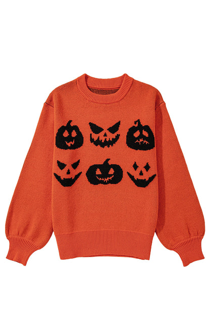 Spooky pumpkin face Halloween sweater