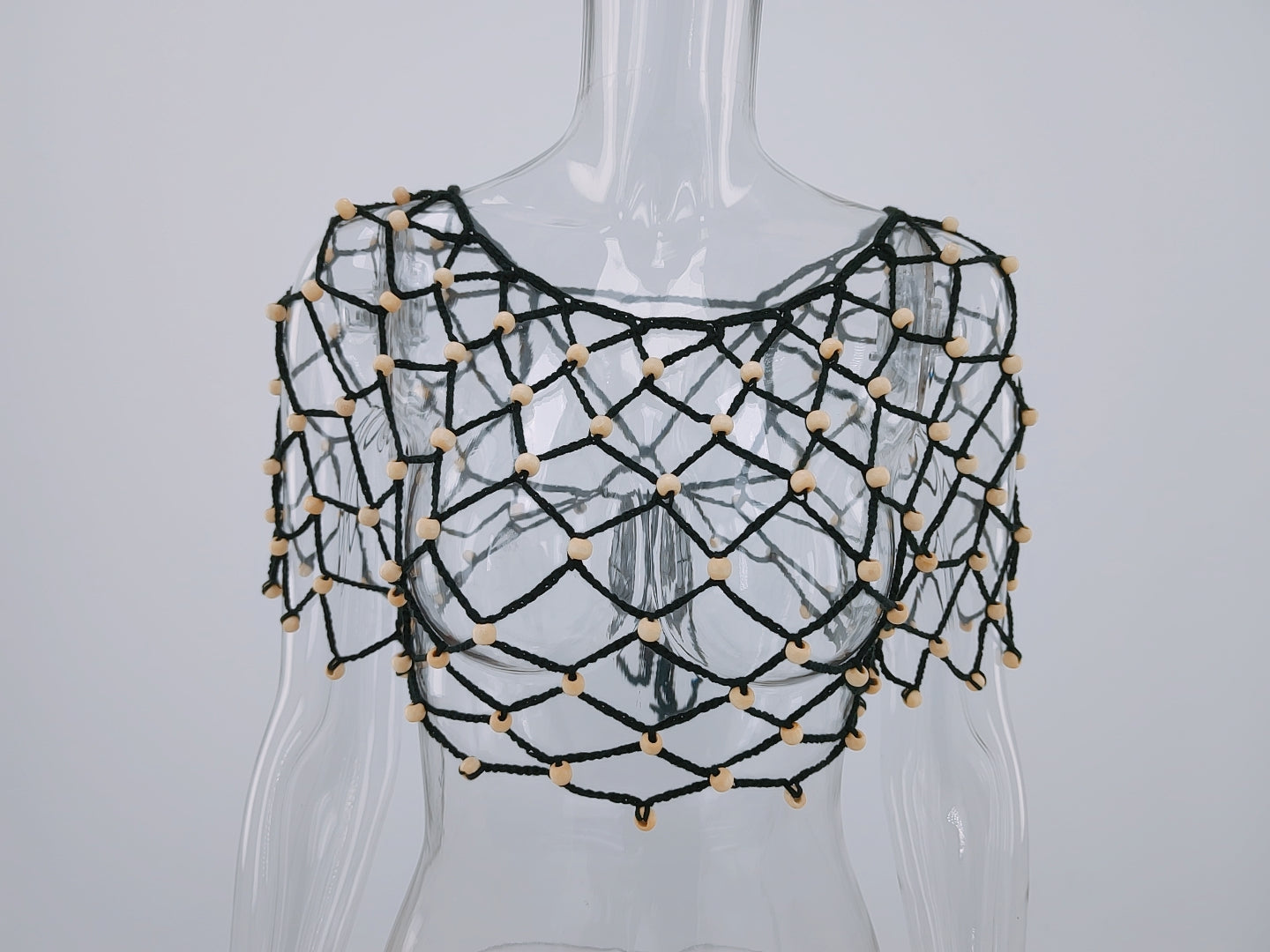 Spring Summer Seaside Holiday Hollow Out Cutout Beading Bikini Sexy Suspenders Beach Shirt Bella Mia