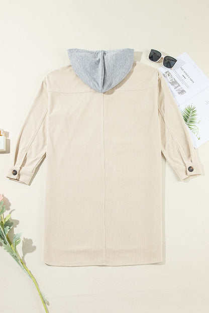 Drawstring Dropped Shoulder Long Sleeve Longline Jacket.