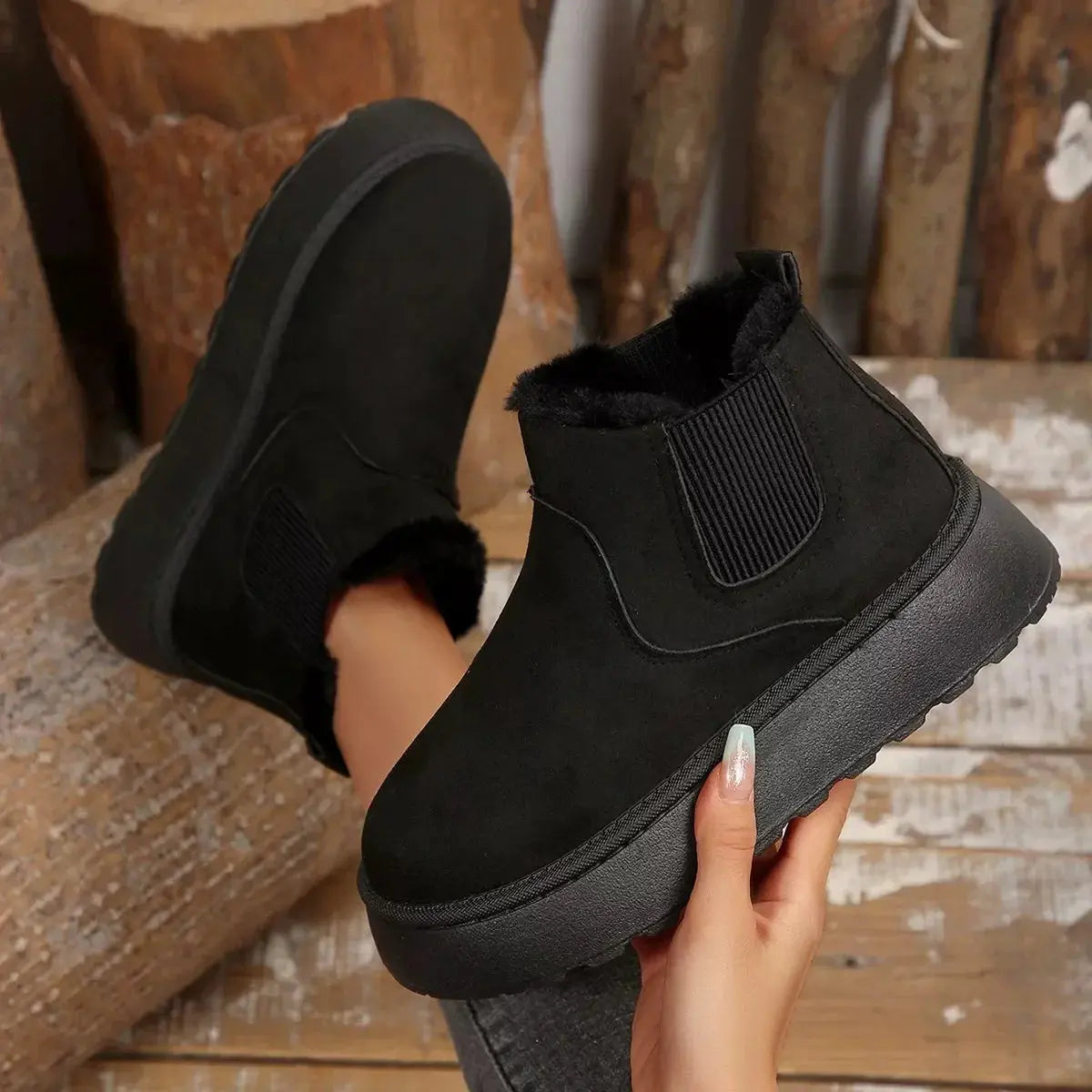 Fur Lining Platform Boots Simply Love
