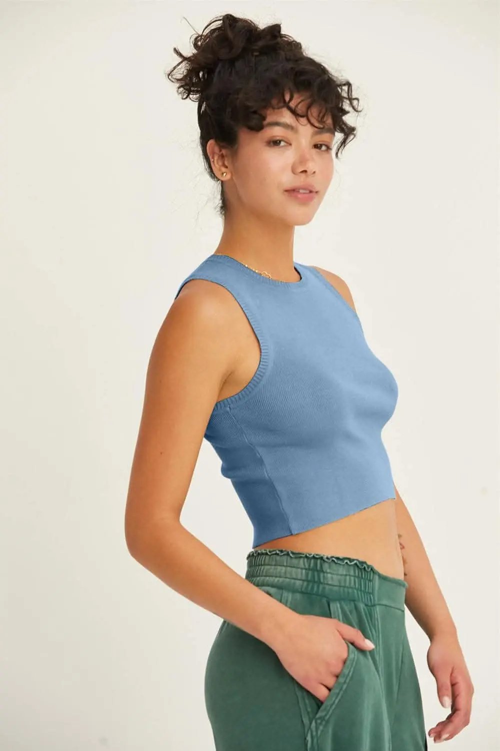 Chic ribbed cropped tank top - Love Salve 