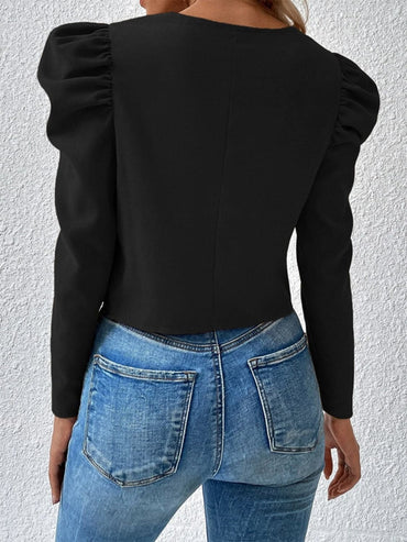 Zip Up Puff Sleeve Jacket.