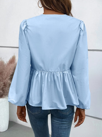 Chic long sleeve peplum top