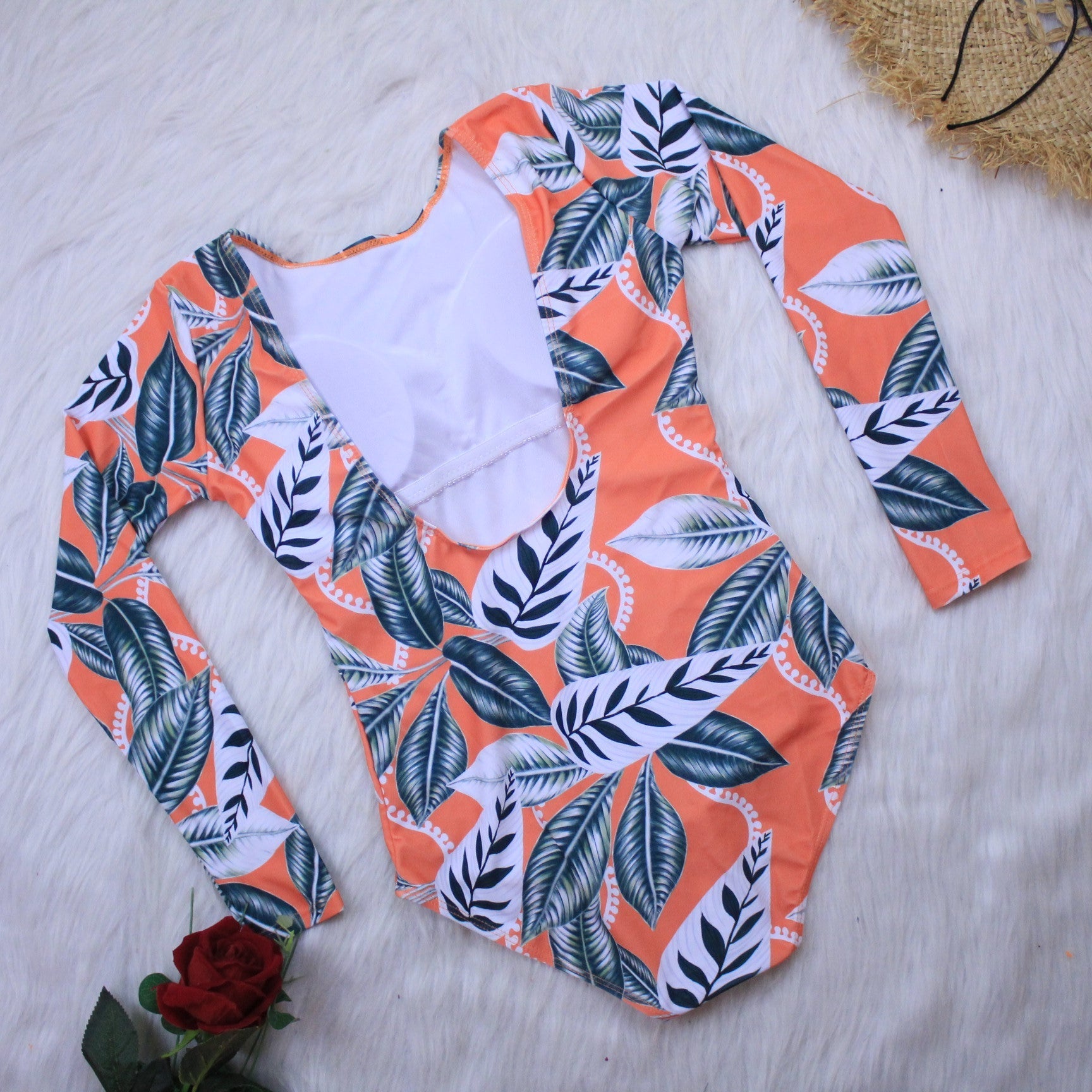 One Piece Swimsuit Women Sexy Backless Diving Suit Leaf Printed Swimsuit Bella Mia