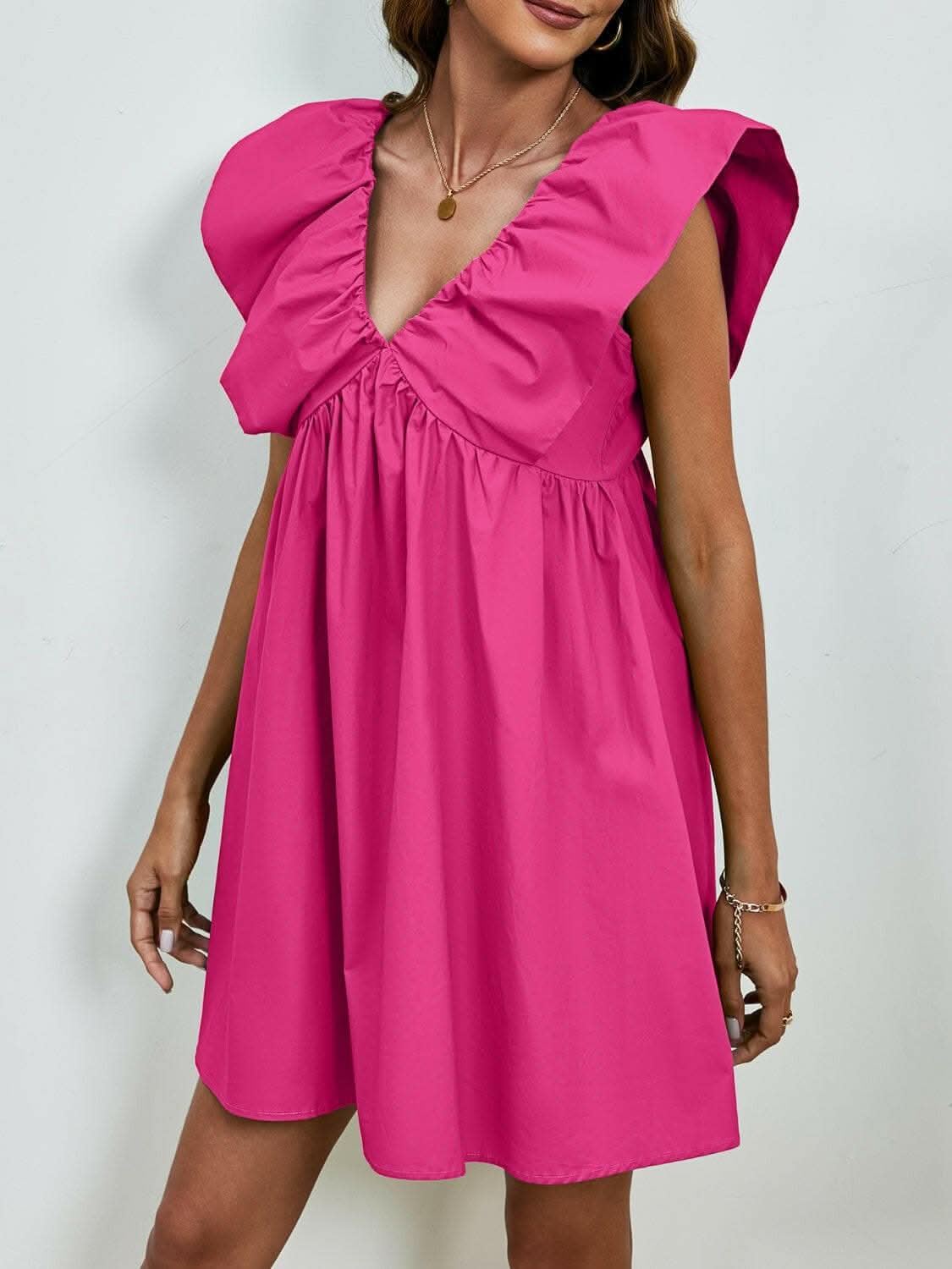 V-neck cap sleeve mini dress - Love Salve 