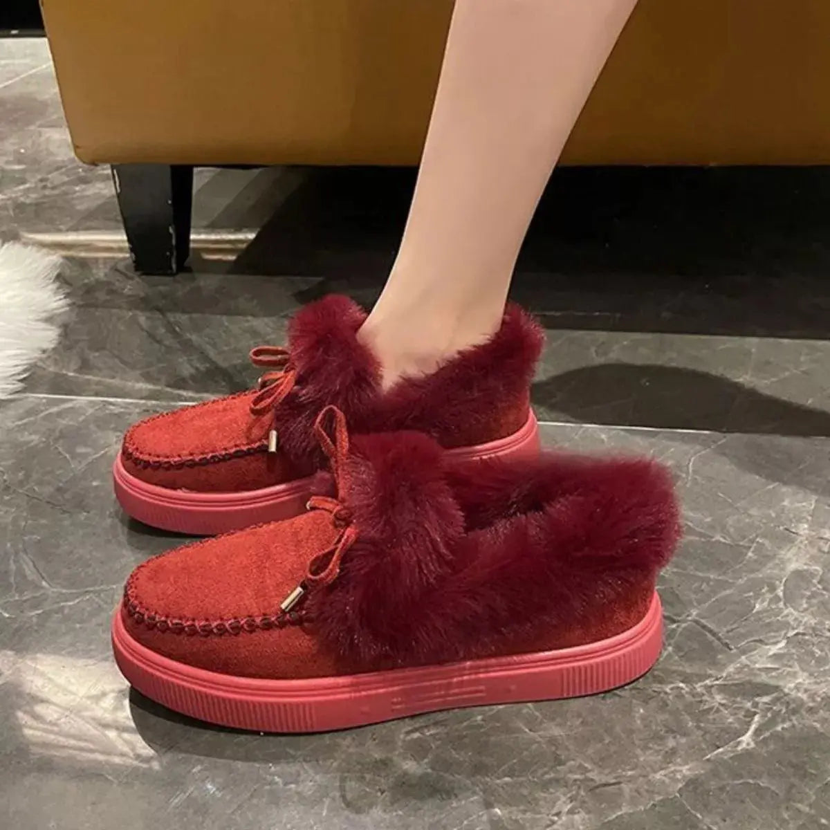 Fuzzy Round Toe Slip-Ons Simply Love