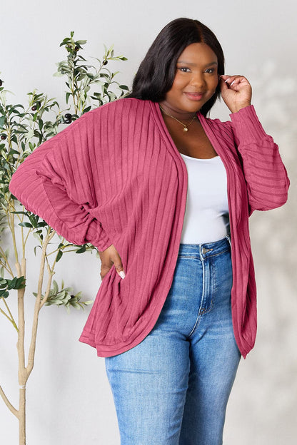 Basic Bae Full Size Ribbed Cocoon Cardigan.