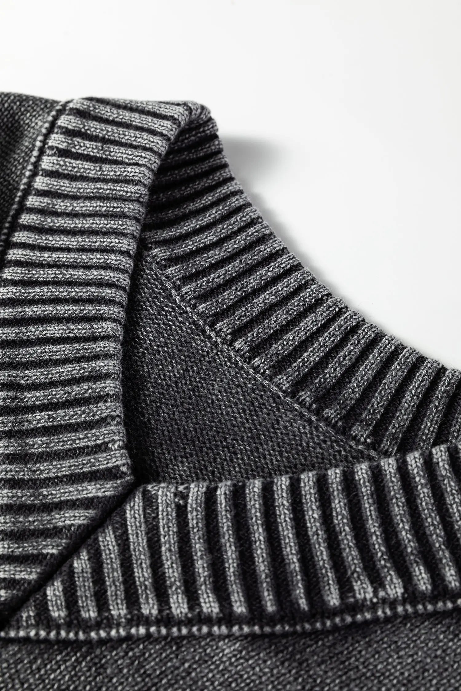 Black Mineral Wash V Neck Knit Sweater Exposed Seams And Drop Shoulder Loose Dear-Lover Dropshipping