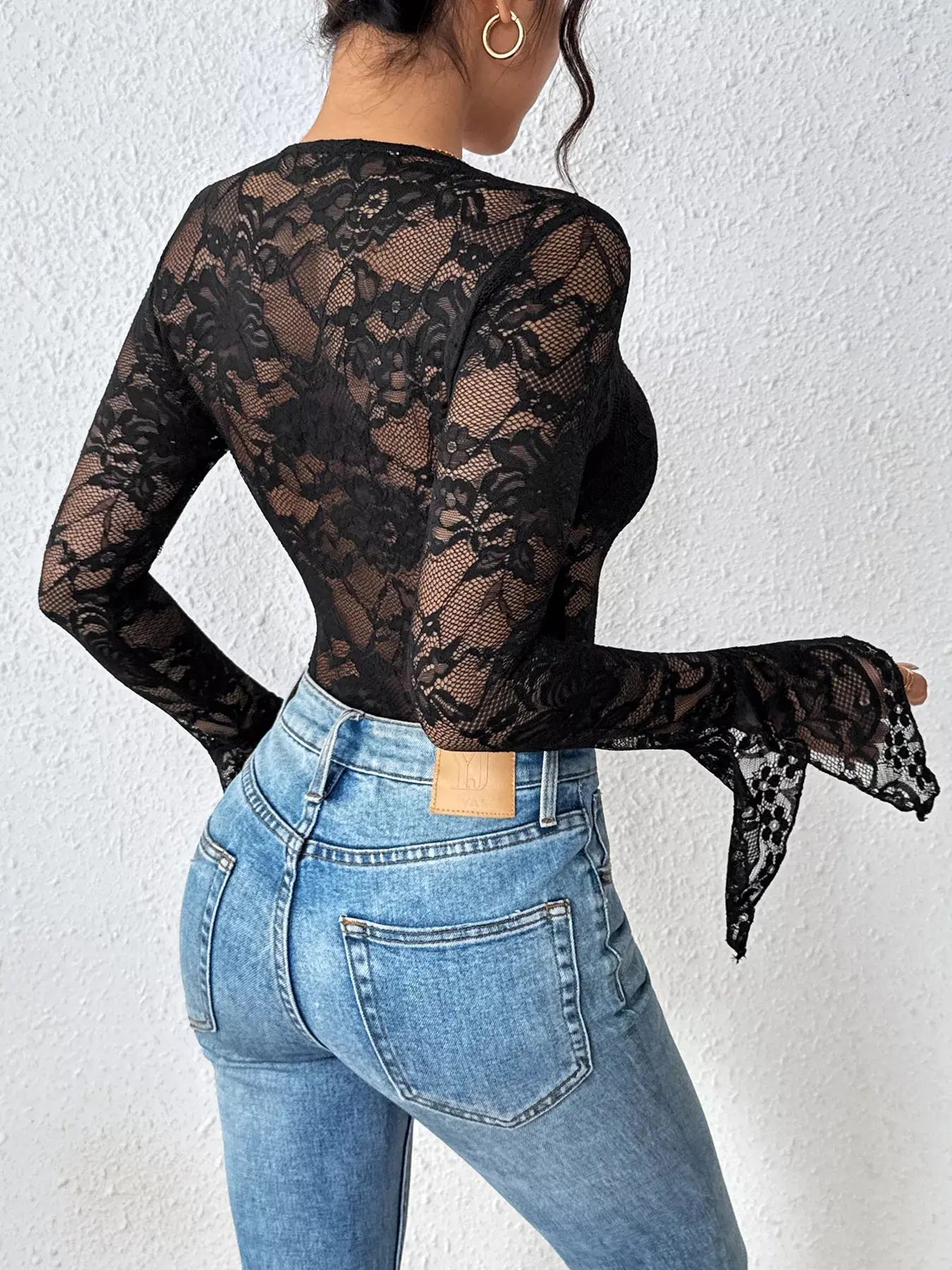 Lace Long Sleeve Bodysuit Simply Love