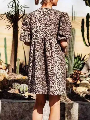 Chic Leopard Print Mini Dress for Women - Stylish Comfort