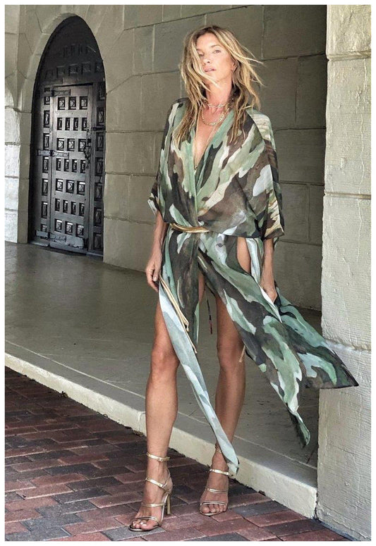 Summer Printing plus Size Sun Protection Beach Loose Vacation Chiffon Cardigan for Women Bella Mia