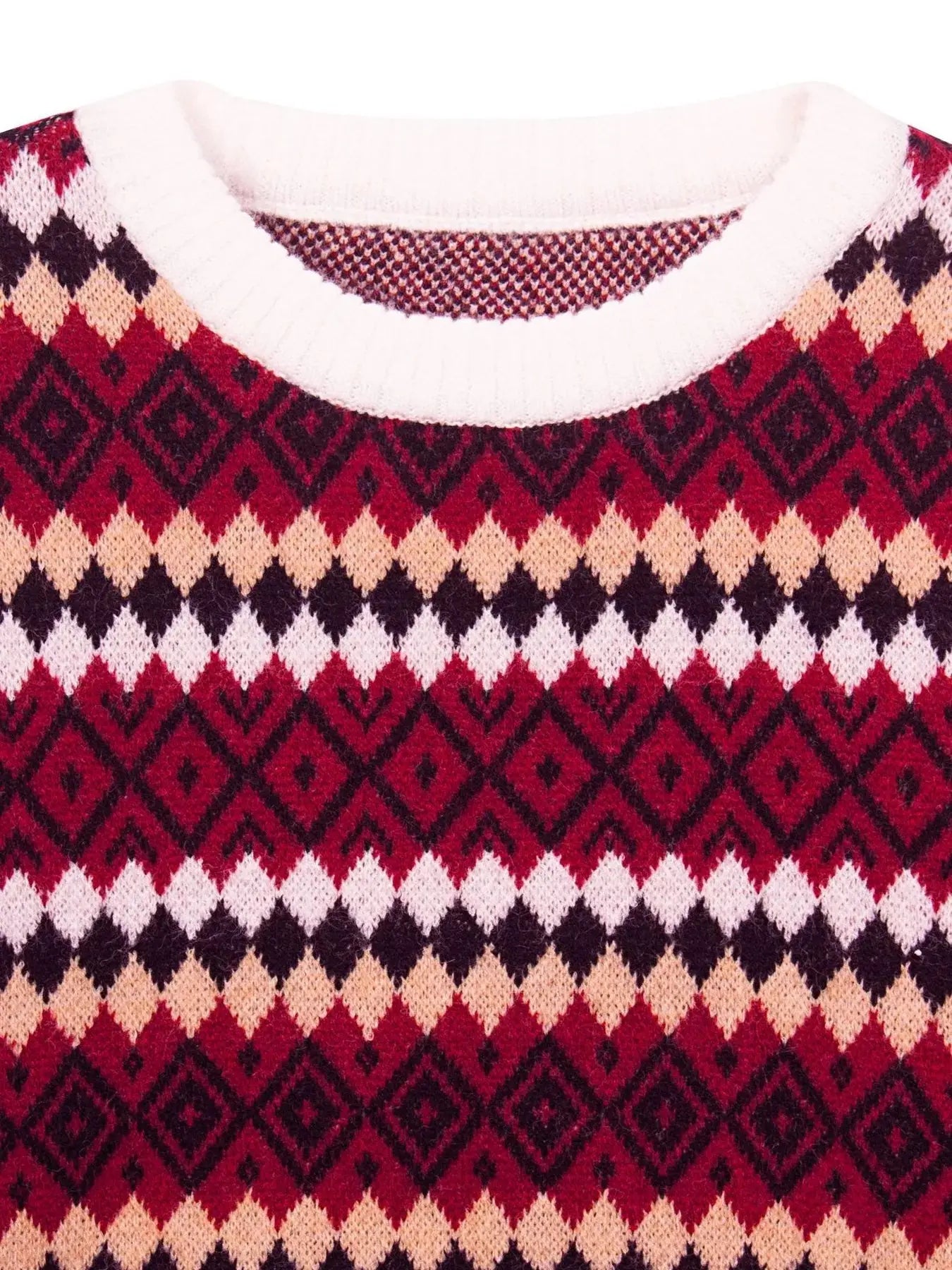 Geometric Pattern Round Neck Sweater Simply Love