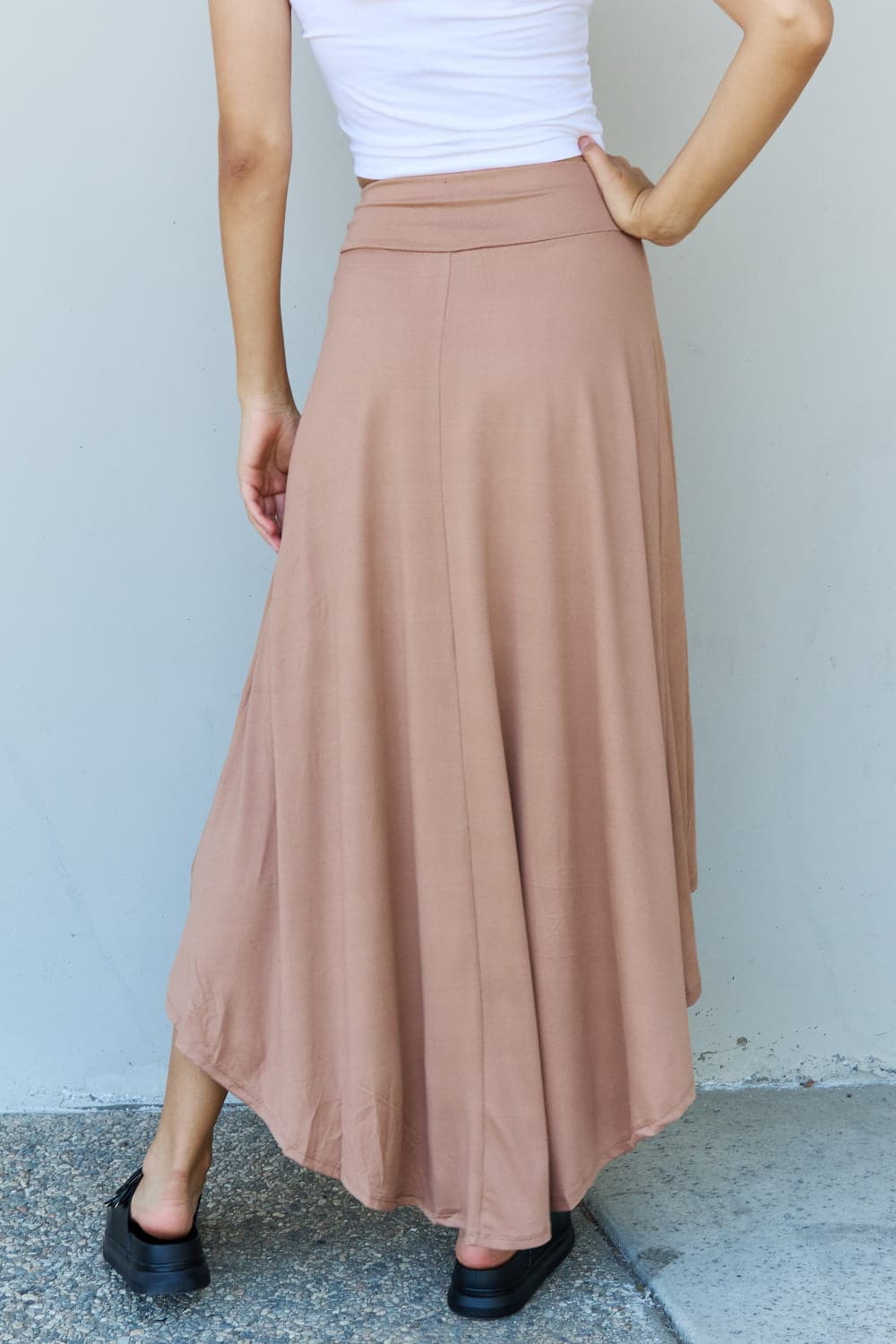 Ninexis First Choice High Waisted Flare Maxi Skirt in Camel.