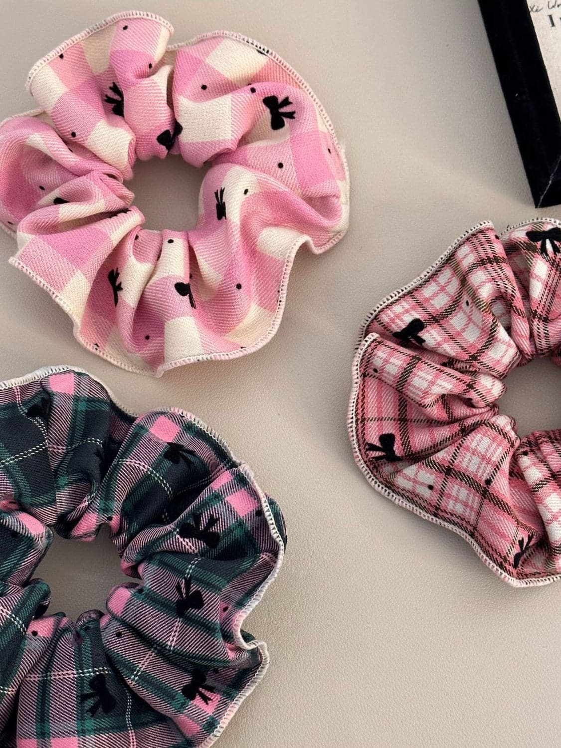 Chic plaid trio elastic hair scrunchies