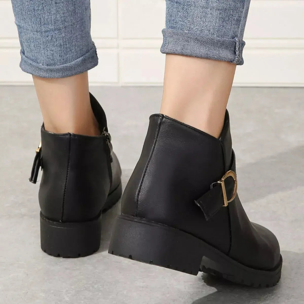 Round Toe Block Heels Boots Simply Love