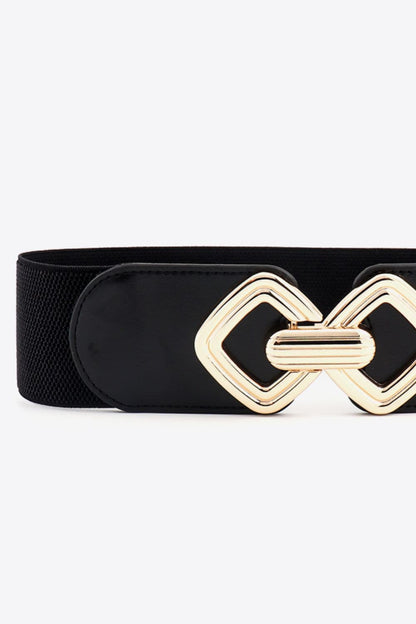 Geometric Buckle Elastic Wide Belt.