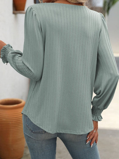 Square Neck Long Sleeve Top.