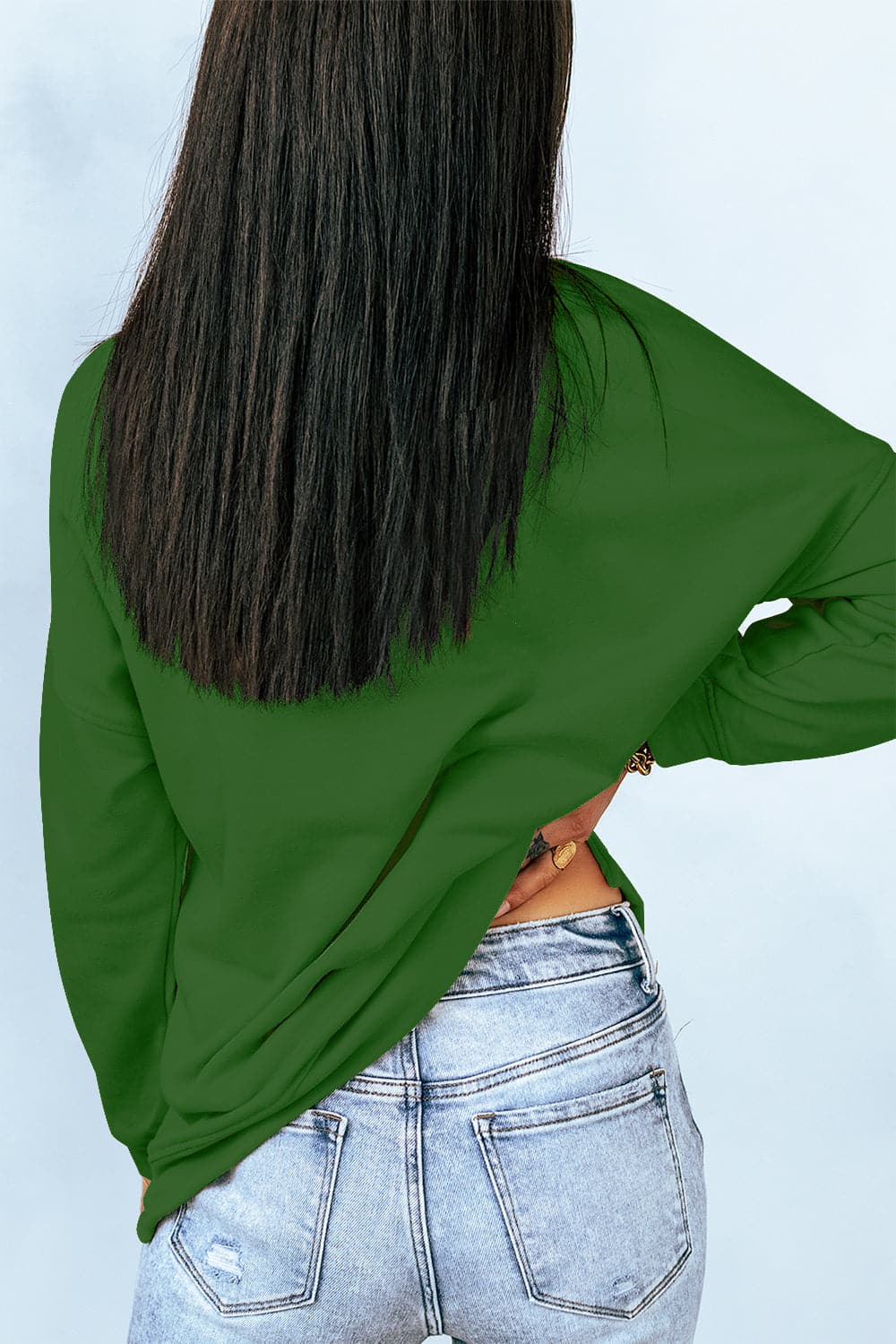 Round Neck Dropped Shoulder Sweatshirt.