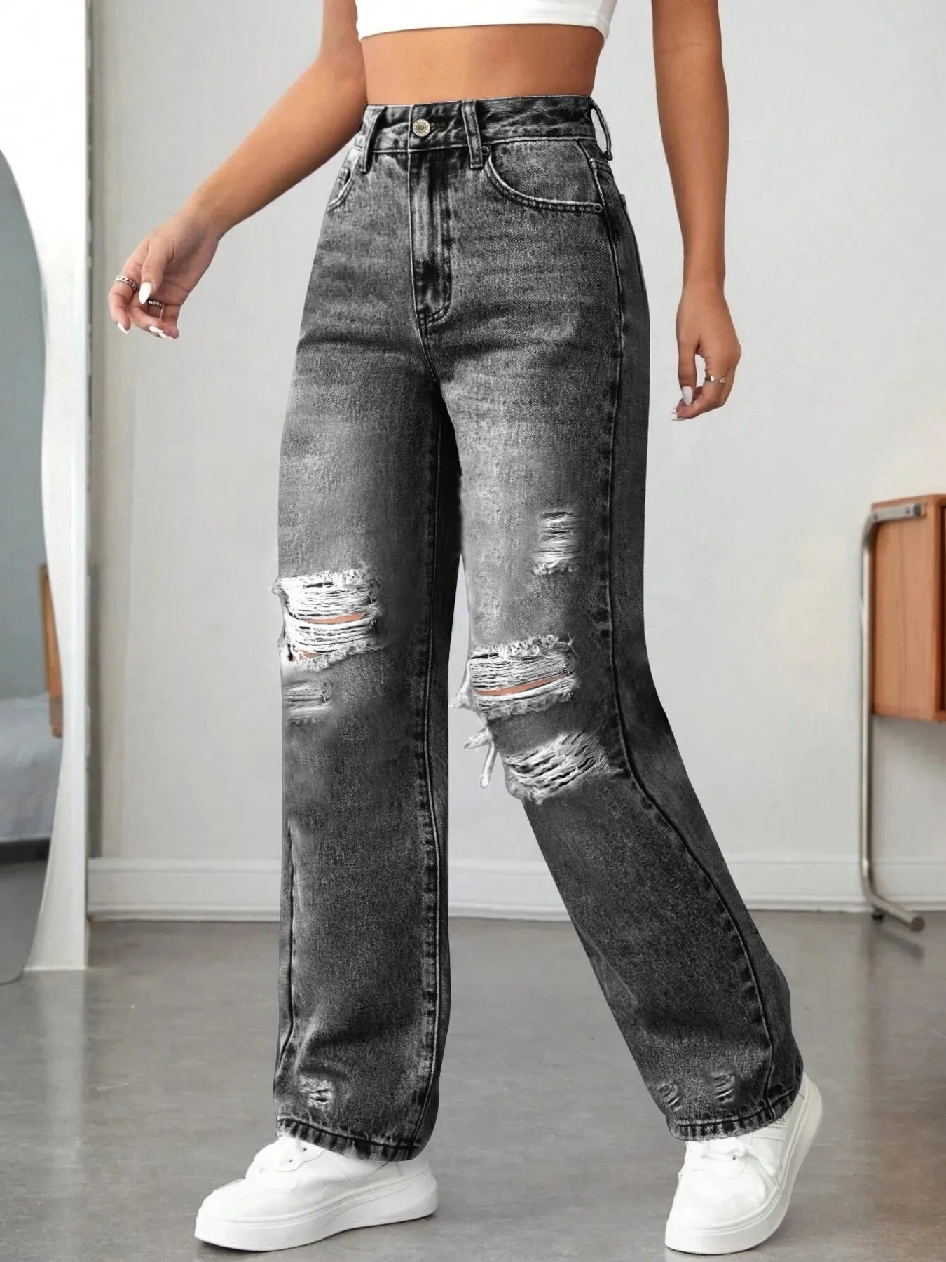 Distressed High Waisted Jeans Coco’s Tee Boutique
