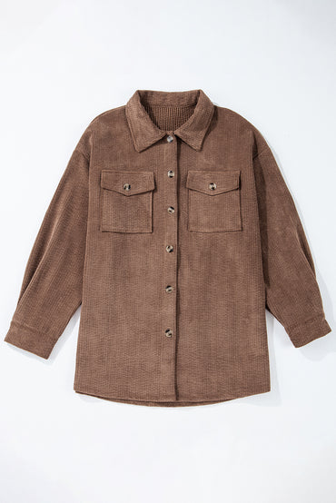 Cozy chestnut corduroy shacket