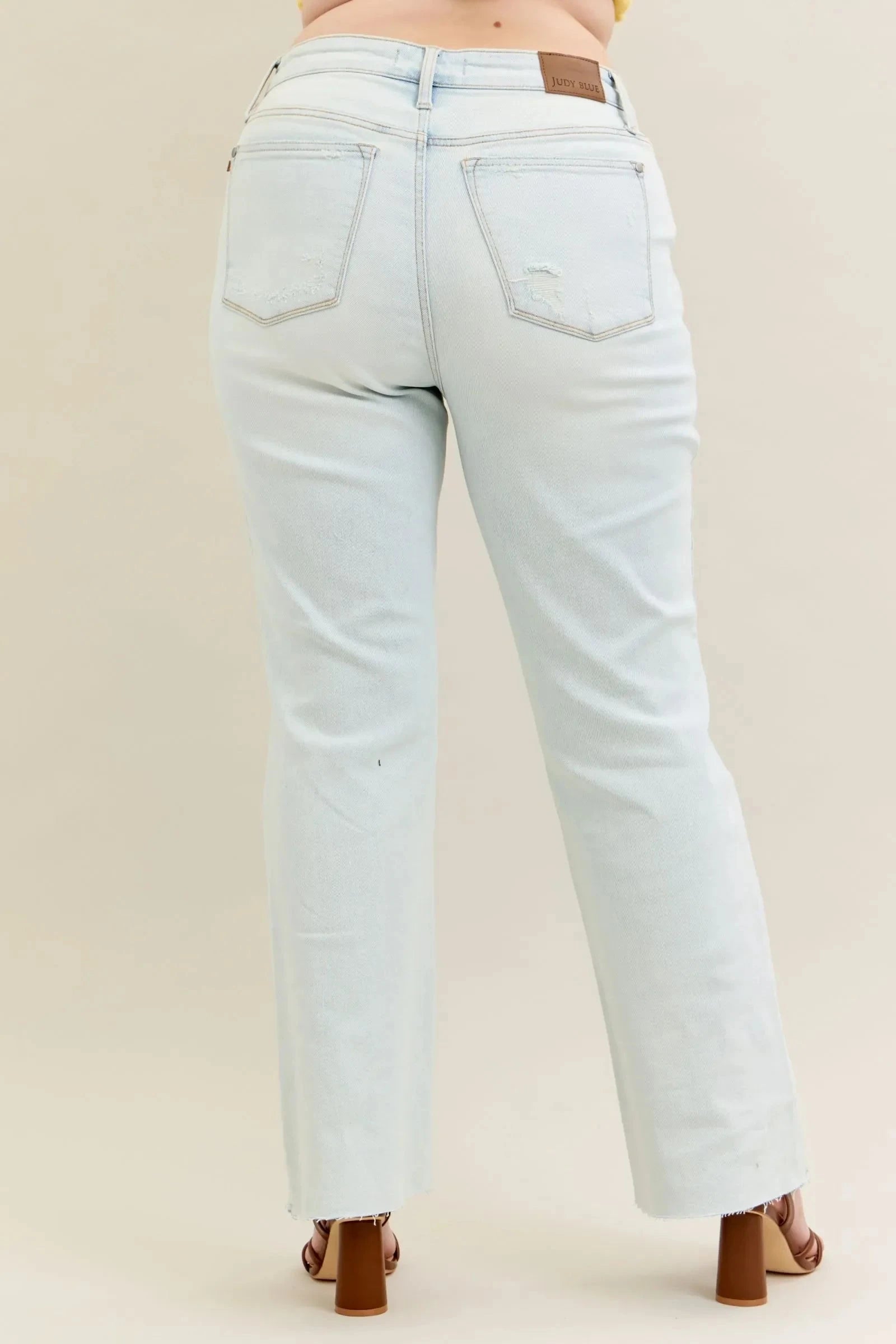 Judy Blue Full Size Destroy & Fray Hem Bootcut Jeans Plus Size Coco’s Tee Boutique