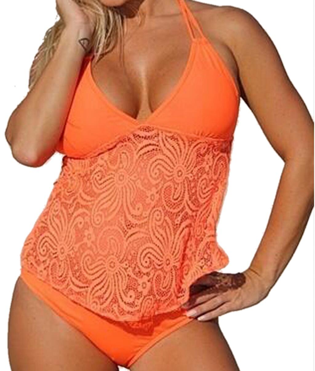 Plus Size Ladies Mesh Pattern plus-Sized Split plus-Sized Bikini Tankini Bella Mia