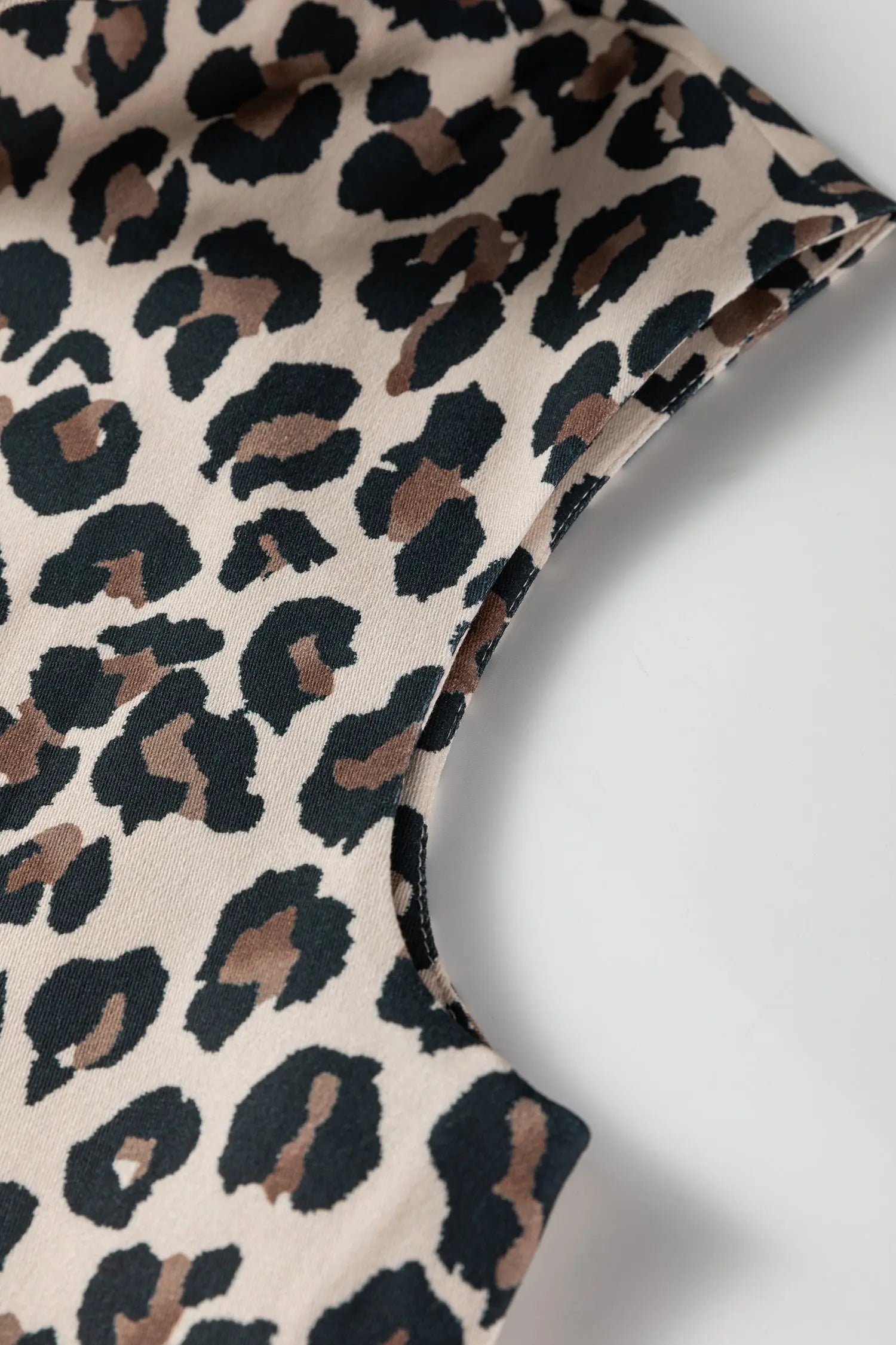 Brown Leopard Print Open Front Jacket Vest For Women Dear-Lover Dropshipping