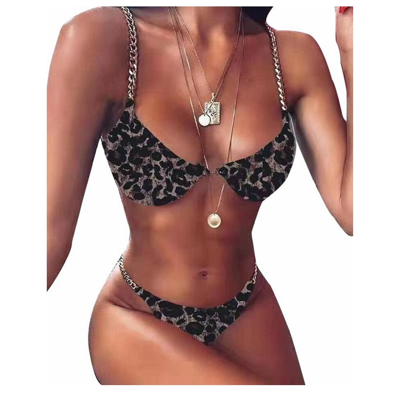 Chain Bikini Sexy Plain Split Swimsuit Pin Buckle Swimsuit Bella Mia