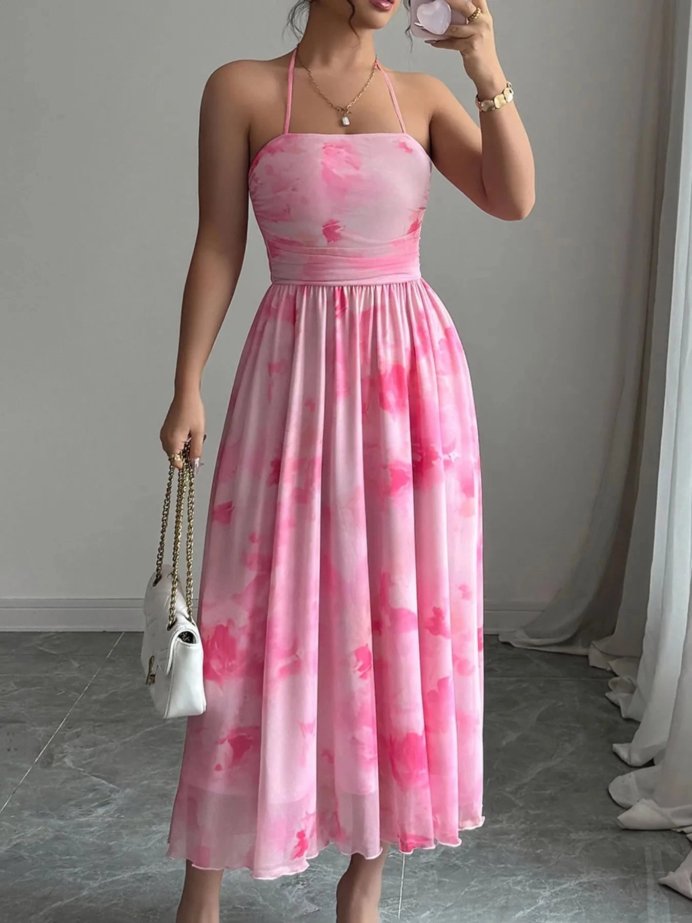 Tie-Dye Halter Sleeveless Midi Dress Coco’s Tee Boutique