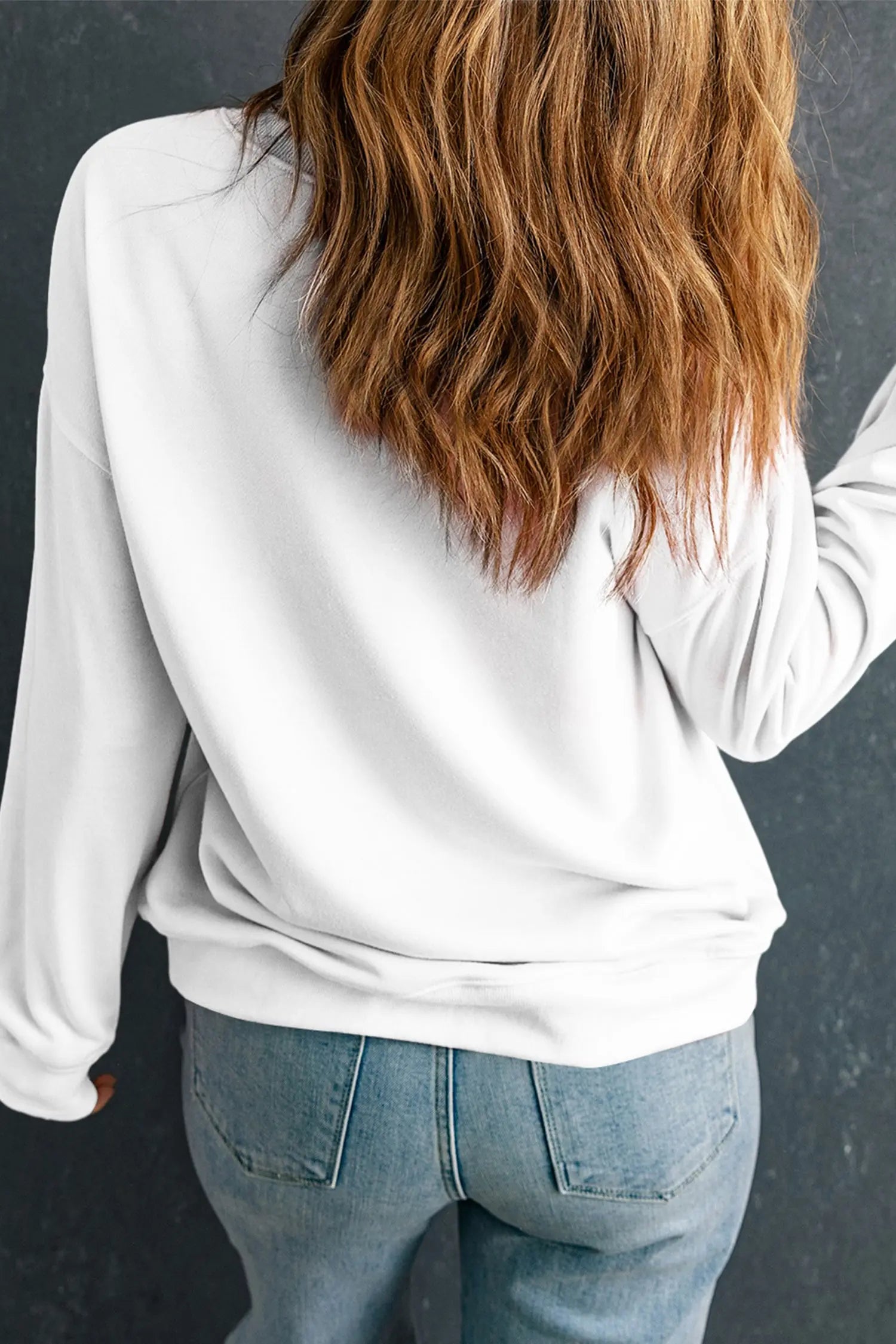 White Christmas Tree Ribbon Bow Printed Drop Shoulder Sweatshirt Dear-Lover Dropshipping