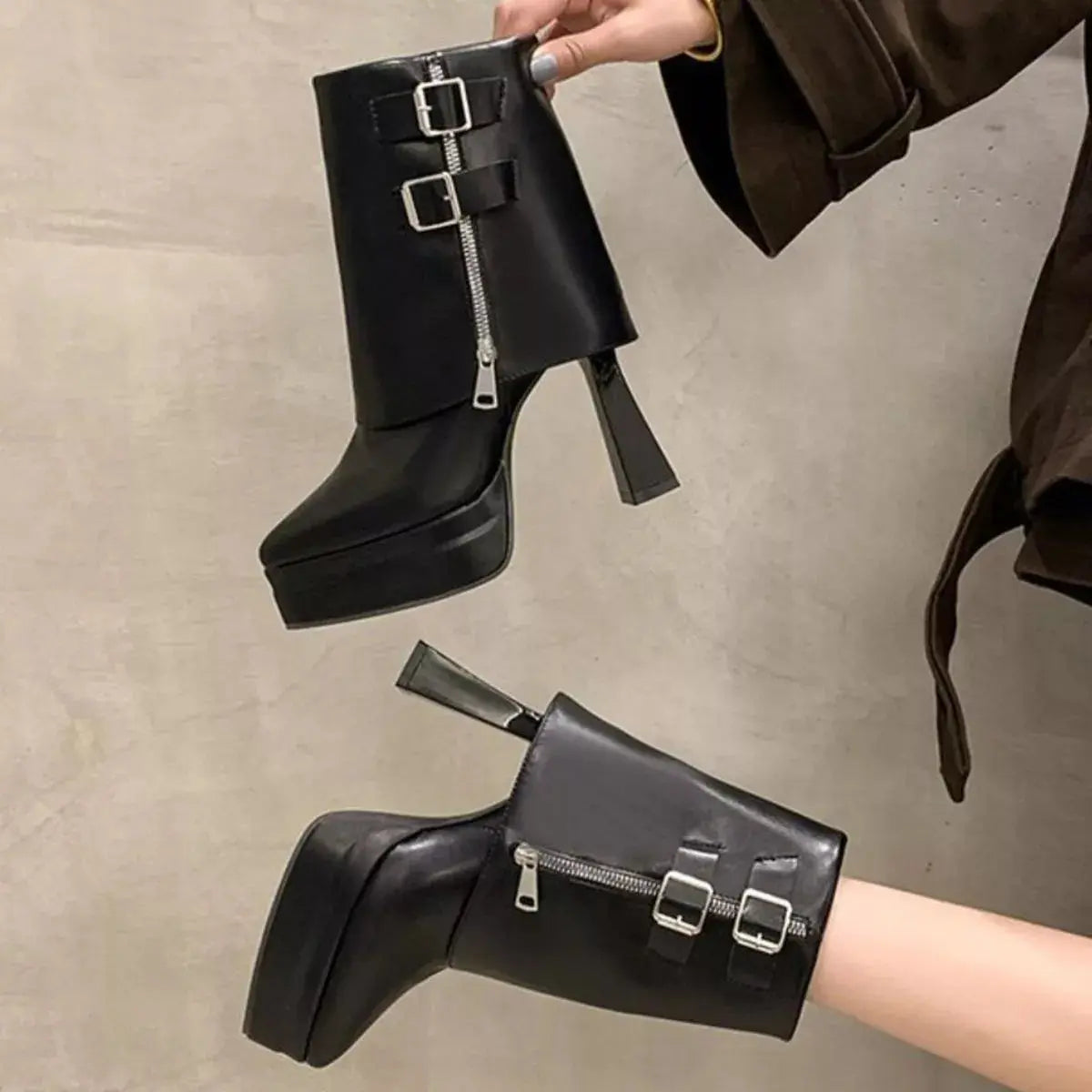 Point Toe Block Heels Boots Simply Love