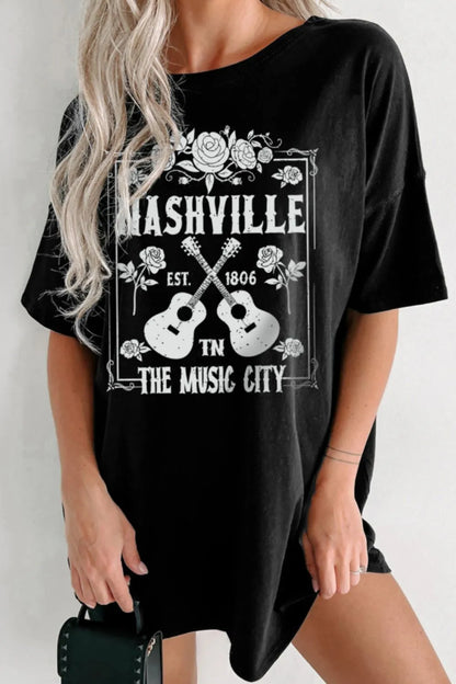 Graphic Round Neck Short Sleeve Oversized T-Shirt