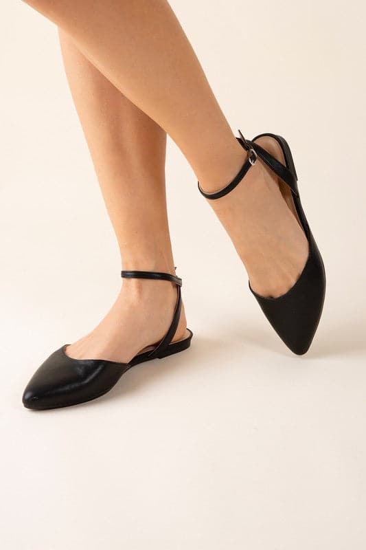 LINDEN-S Ankle Strap Flats.