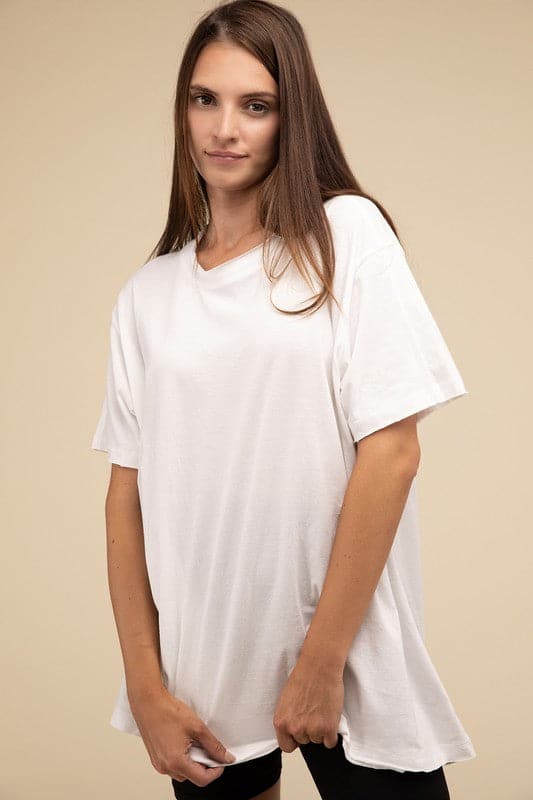 Cotton Drop Shoulder Oversized Top.