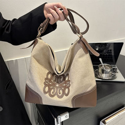 Chic suede tote with straps