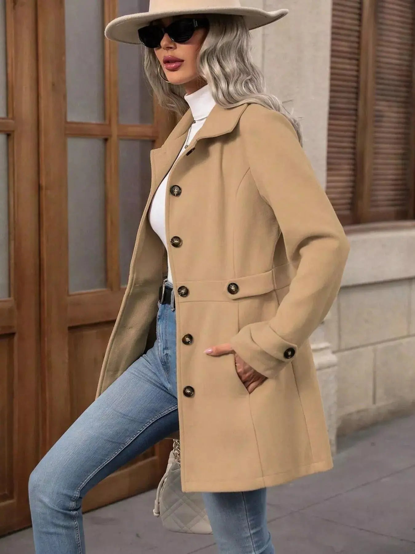 Button Up Long Sleeve Coat Simply Love