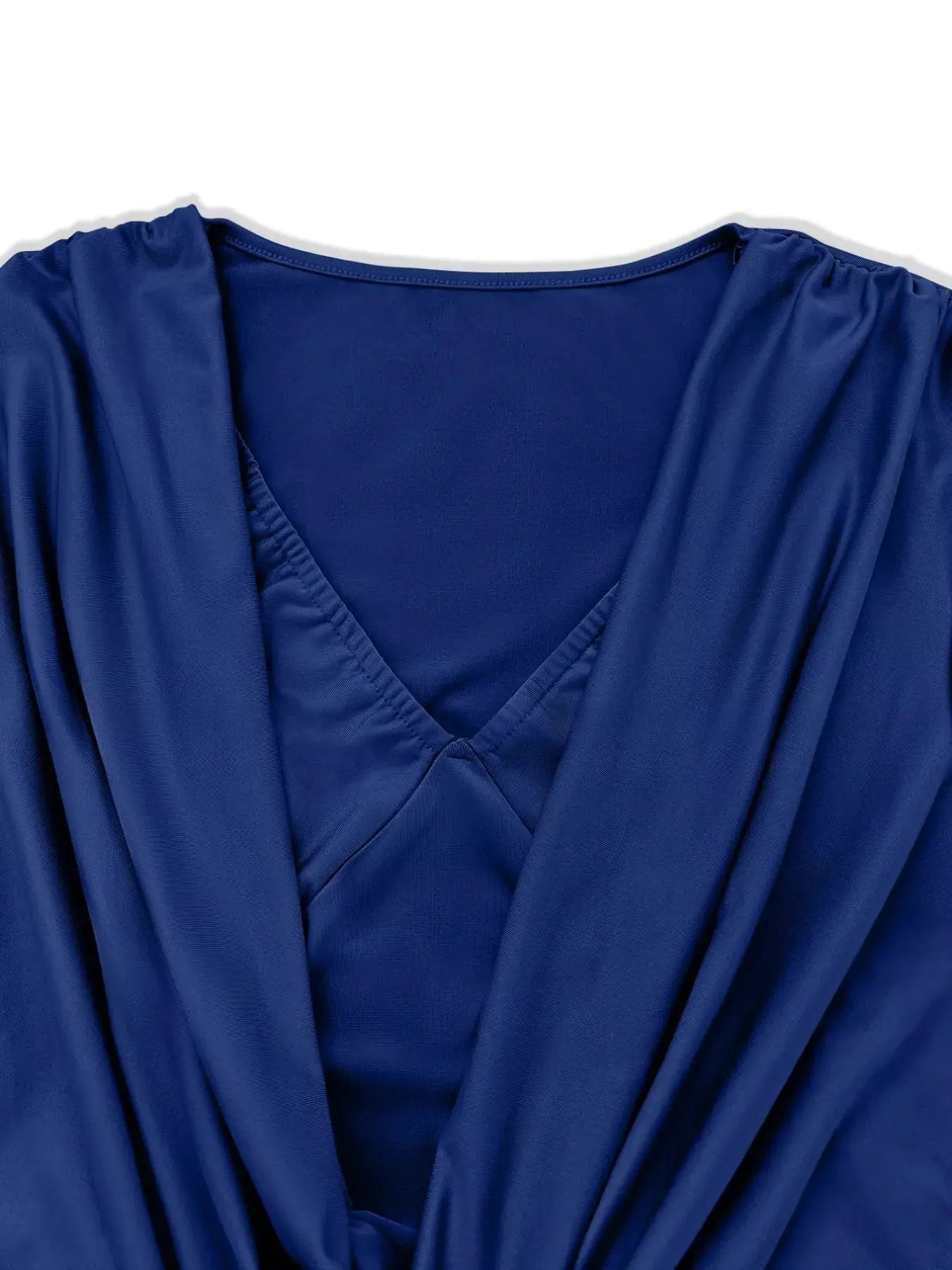 Draped V-Neck Long Sleeve Bodycon Mini Dress Simply Love