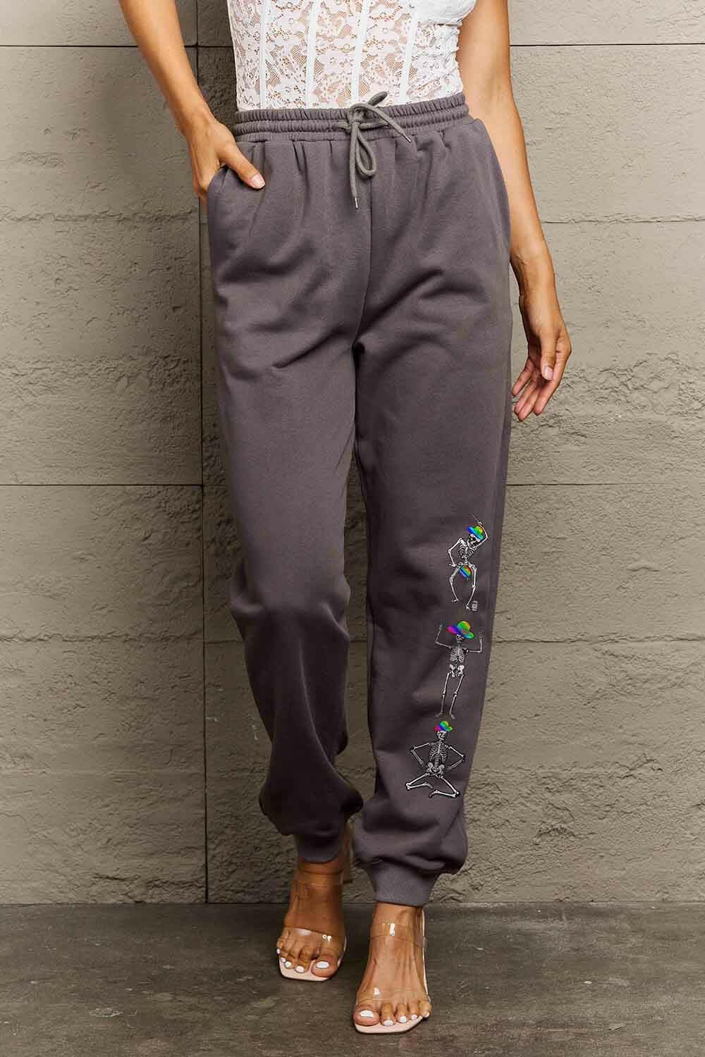 Simply Love Full Size SKELETON Graphic Sweatpants.