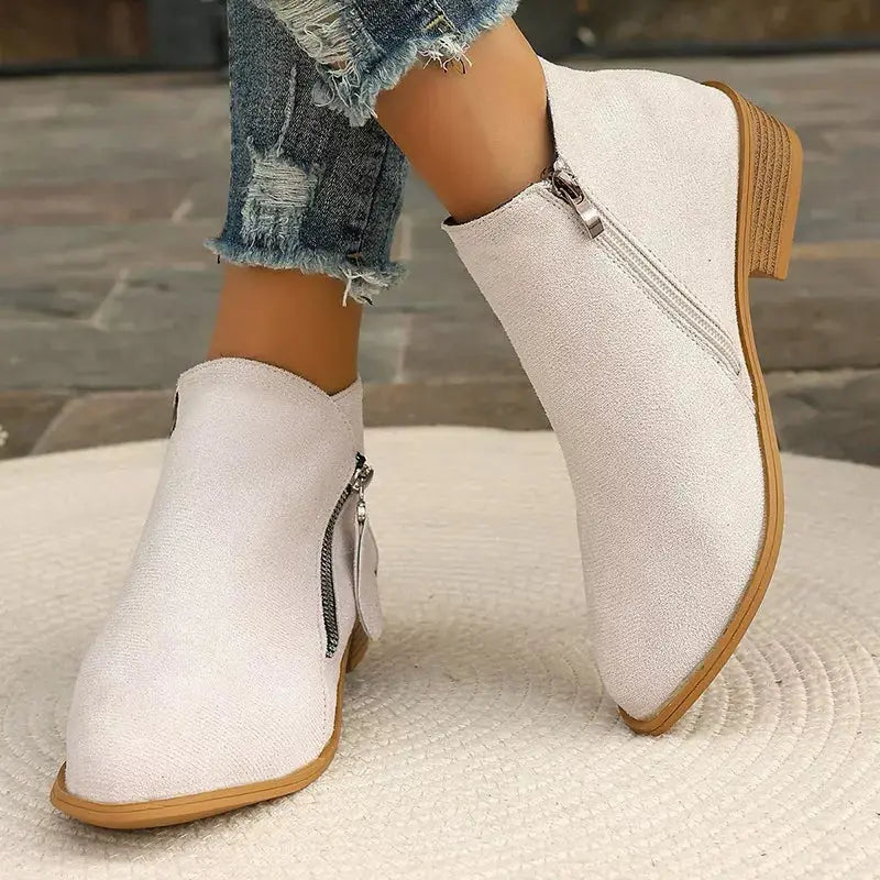 Point Toe Block Heels Boots Simply Love
