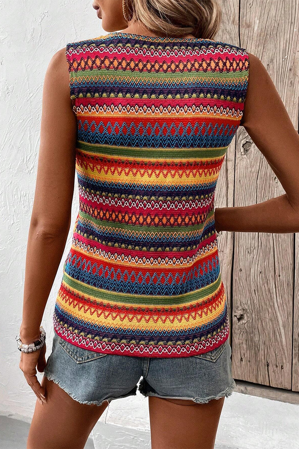 Chic yellow ethnic tank top