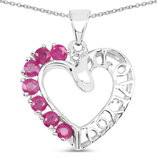 Bids.com 0.91 Carat Genuine Ruby .925 Sterling Silver Pendant, showcasing its vibrant red gemstone and polished silver.